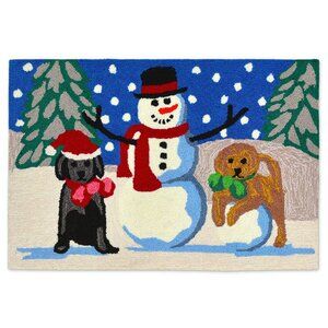 Liora Manne Snow Puppies 20x30 Indoor Outdoor Christmas Entry Doormat Rug